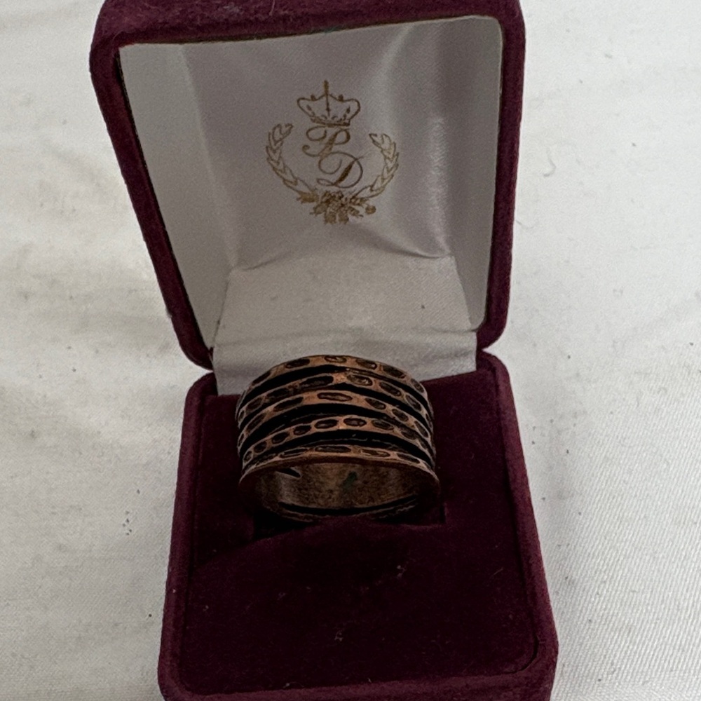 Premier Designs Retired Copper-Bronze Ring with Cut-Out Pattern
